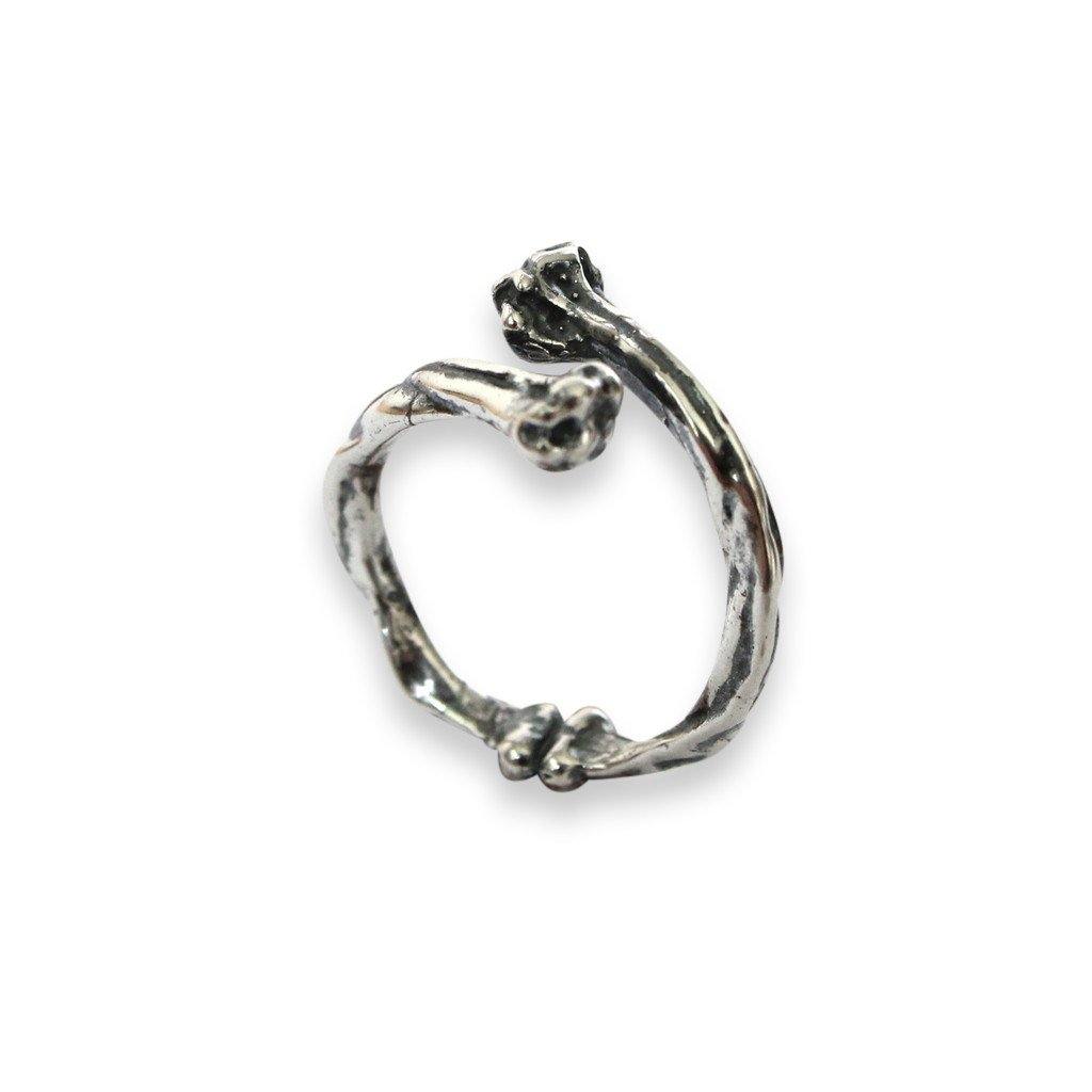 Silver Bone Ring in Solid White Bronze With Sterling Overlay 