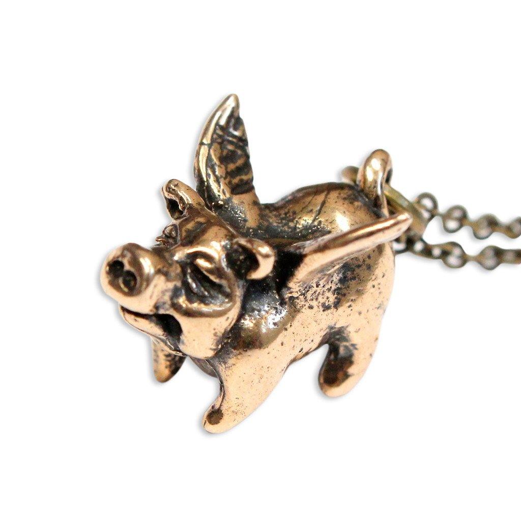 Lucky Flying Pig Pendant Necklace – Moon Raven Designs