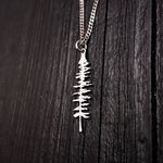 Silver Spruce Tree Silhouette Charm Sitka Pendant Necklace Solid Cast 925 Sterling Silver - Moon Raven Designs