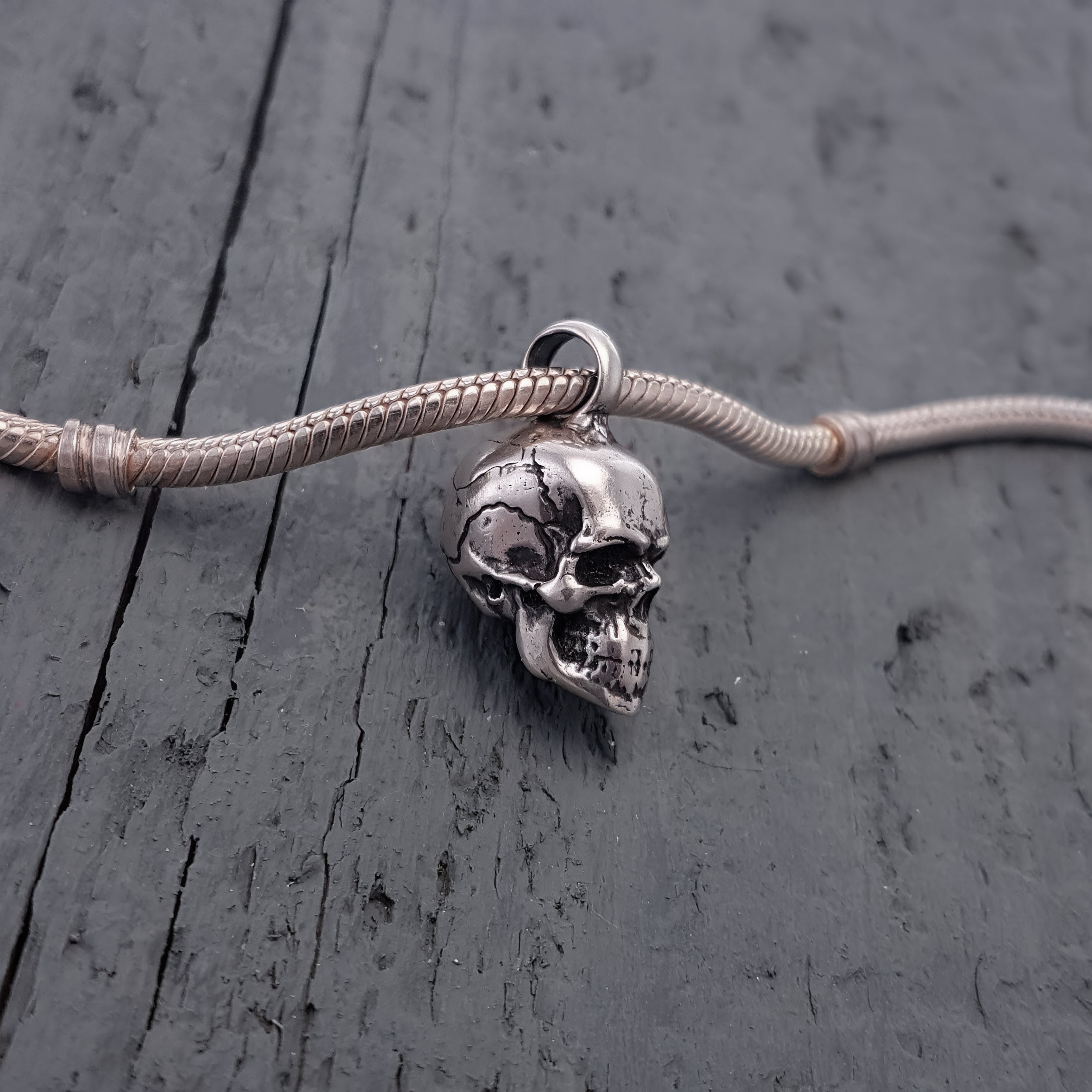 Human Skull Cremation Ash Urn Bracelet Charm - Moon Raven Designs