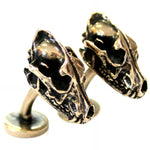 Wolf Skull Cufflinks Bronze Wolf Skull Cuff Links Wolf Skull Jewelry Mens Accessories - Moon Raven Designs