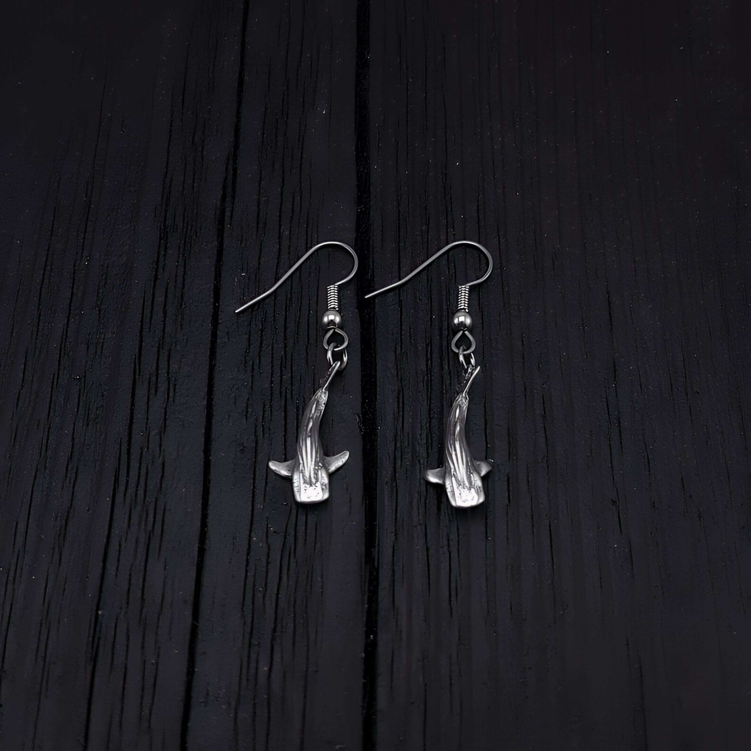 Tiny Whale Shark Earrings - Solid 925 Sterling Silver - Moon Raven Designs