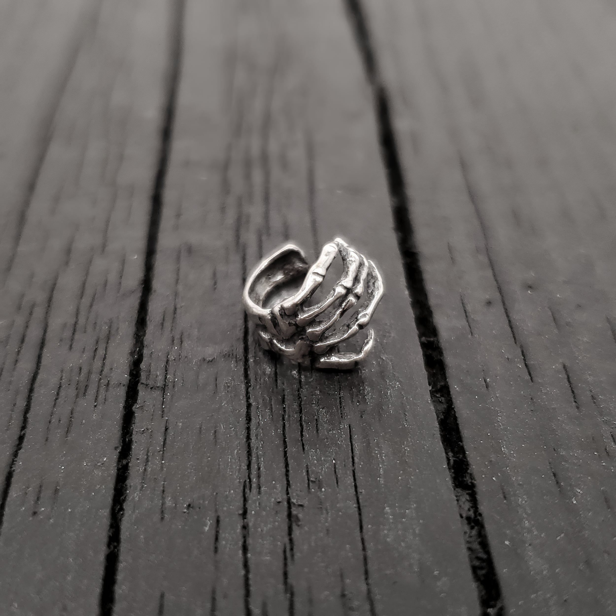 Skeleton Hand Ear Cuff - Solid Hand Cast Sterling Silver - Statement Ear Jewelry Gift for Him or Her