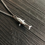 Breaching Humpback Whale Charm Pendant Necklace - Solid Hand Cast .925 Sterling Silver - Polished Finish - Jewelry Gift for Her