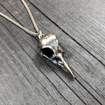 Antique Silver Crow Skull Cremation Urn Pendant Necklace - Solid Hand Cast Anatomically Correct Bird Skull Memorial Keepsake