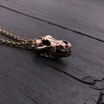 Grey Wolf Skull Necklace in Solid Bronze Wolf Skull Pendant Wolf Skull Jewelry
