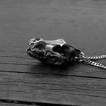 Grey Wolf Skull Pendant Necklace - Solid Sterling Silver - Dark Oxidized Finish - Multiple Chain Lengths - Animal Jewelry