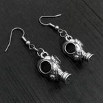 Gas Mask Earrings in Solid Sterling Silver Steampunk Gas Mask
