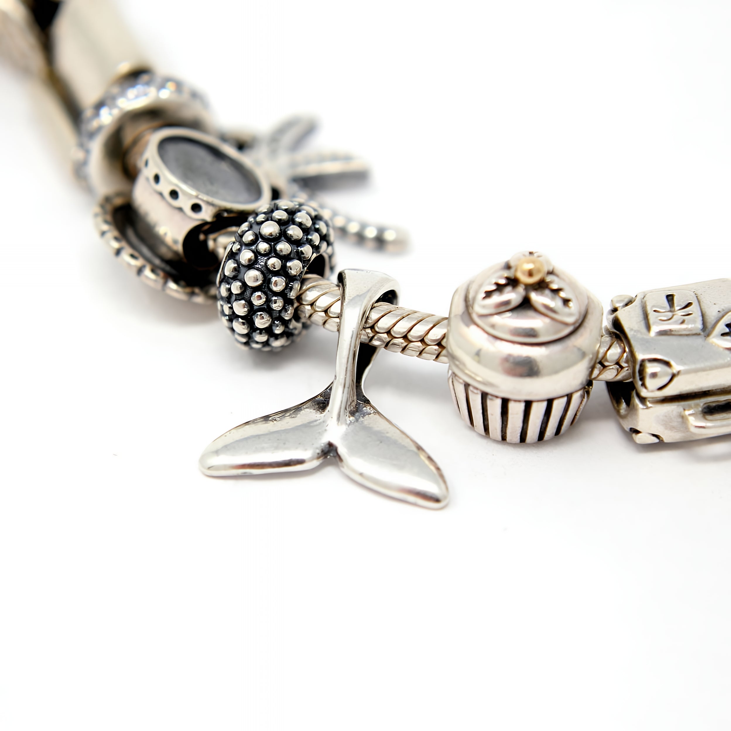 Whale Tail - 925 Sterling Silver European Style Charm Bead - Fits most Major Brands