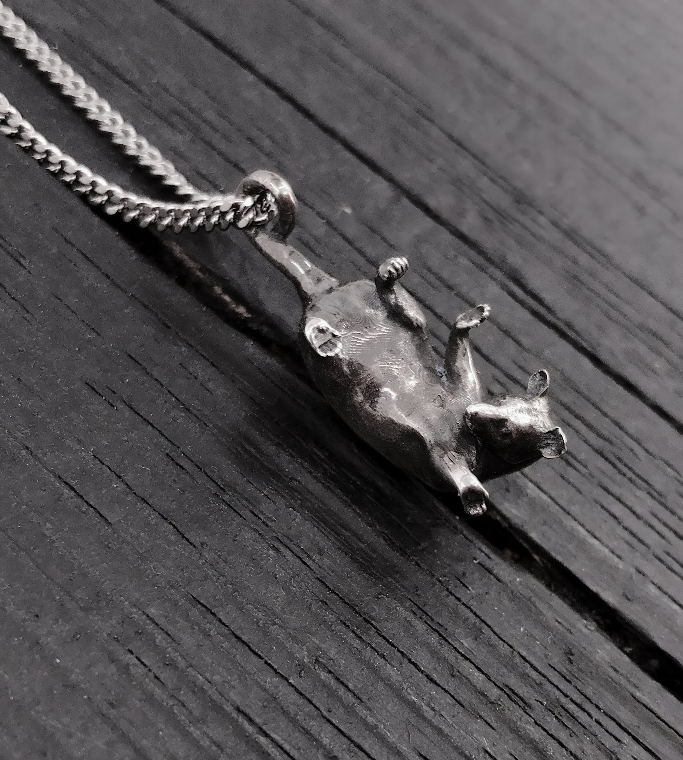 Hanging Baby Possum Pendant Necklace - Solid 925 Sterling Silver Multiple Chain Lengths Animal Jewelry Gift for Her