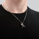 Silver Standing Raven Necklace Charm Pendant in Solid Hand Cast 925 Sterling Silver - Standing Crow Bird Unisex Nature Jewelry Gift