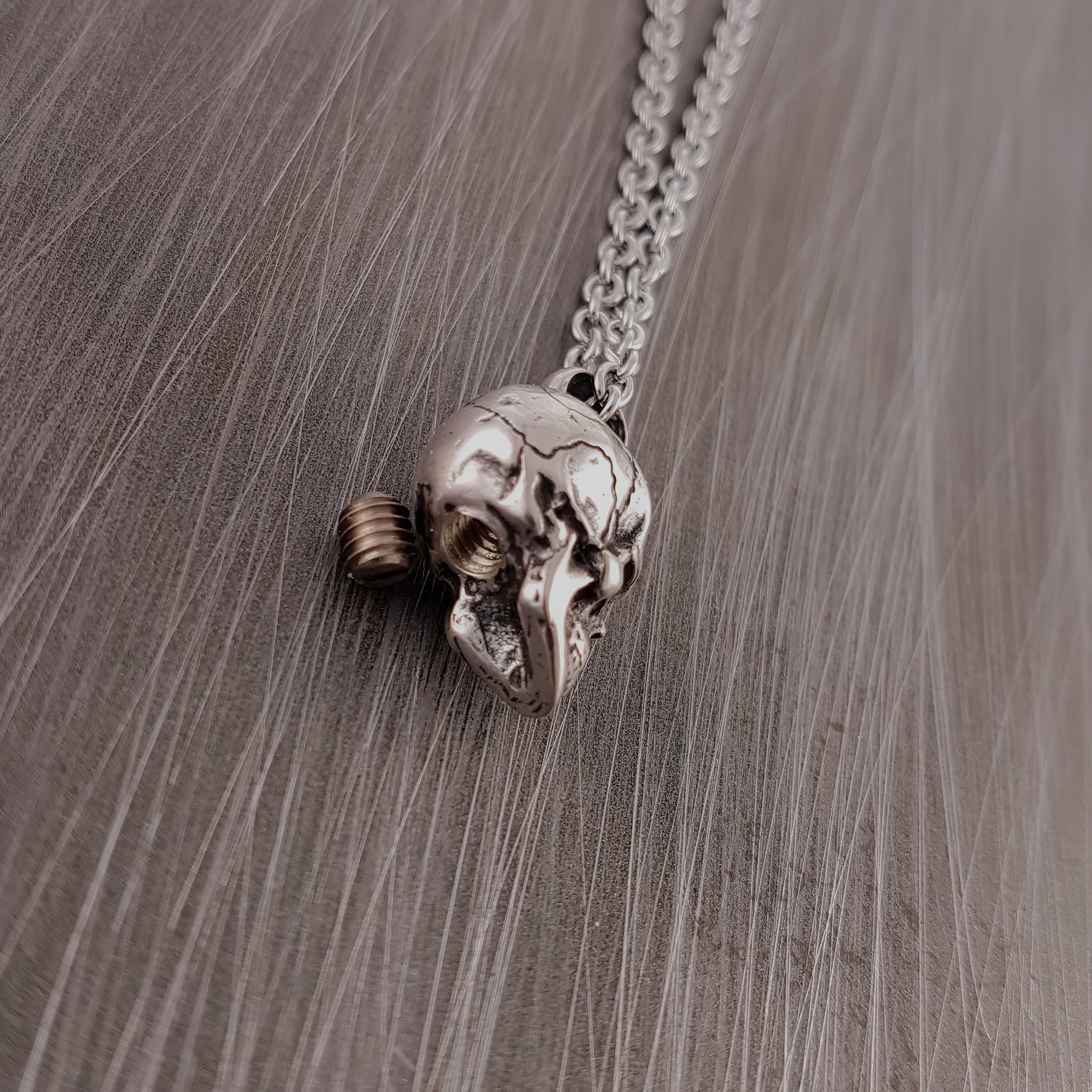 Human Skull Cremation Ash Urn Charm Necklace - Moon Raven Designs
