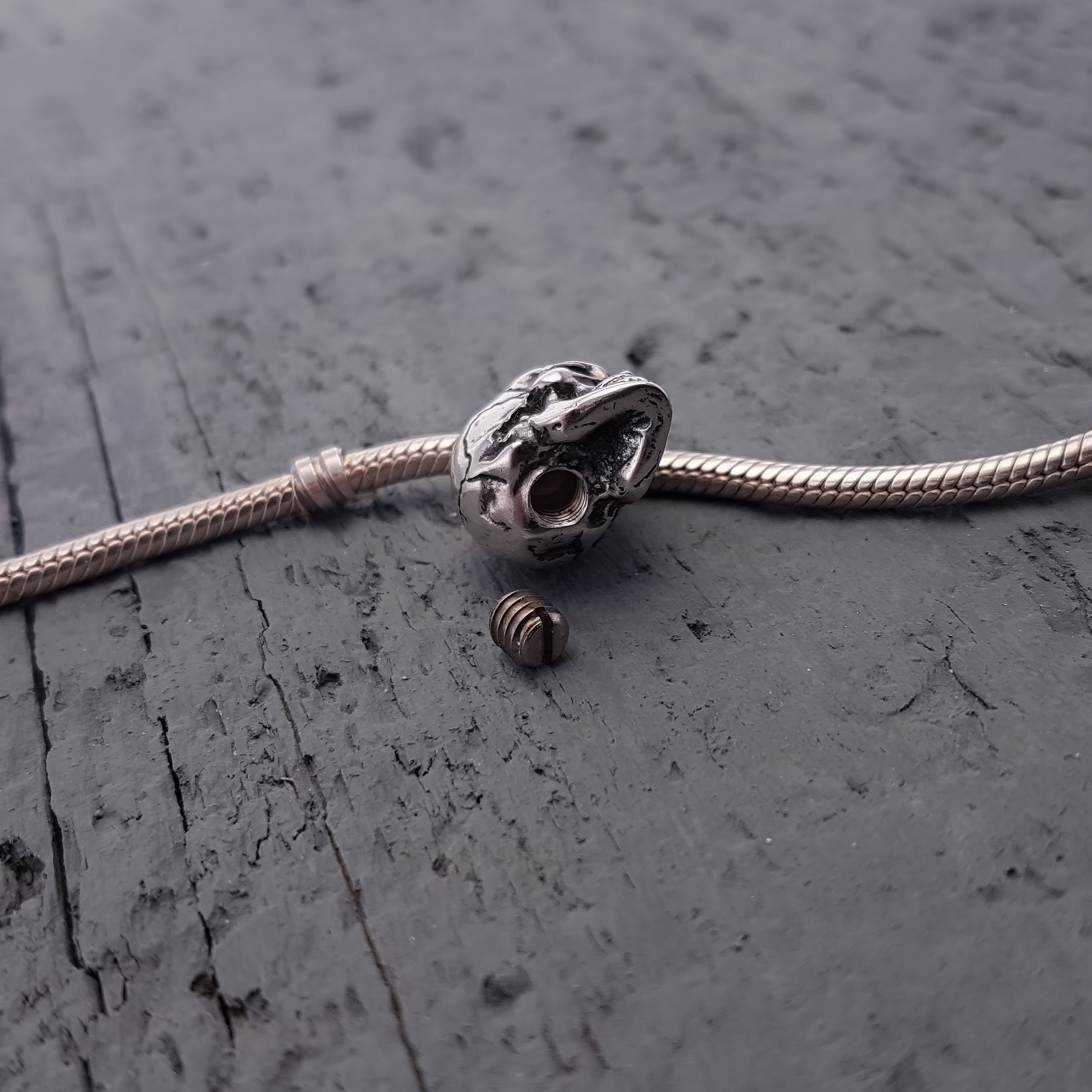 Human Skull Cremation Ash Urn Bracelet Charm - Moon Raven Designs