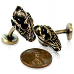 Wolf Skull Cufflinks Bronze Wolf Skull Cuff Links Wolf Skull Jewelry Mens Accessories - Moon Raven Designs