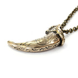 Engraved Bronze Wolf Claw Necklace Wolf Claw Pendant Necklace - Moon Raven Designs