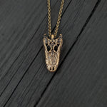 American Alligator Skull Pendant Necklace - Solid Hand Cast Jewelers Bronze - Polished Oxidised Finish - Multiple Chain Lengths Available