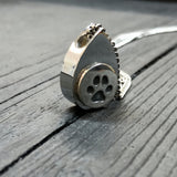 Cat Paw Print Tear Drop Cremation Ash Urn Necklace - Sterling Silver on Stainless Steel - Custom Engraved Personalised Mourning Pet Urn