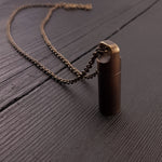 Dog Paw Print Tear Drop Cremation Ash Urn Necklace - Solid Bronze - Custom Engraved Personalised Mourning Pet Urn