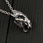 Faceted Bear Skull Necklace - Solid Hand Cast Silver Plated Bronze - Three Dimensional Detail Grizzly Skull - Multiple Chain Lengths