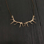 Imperial Elk Antler Choker Bib Necklace - Solid Bronze