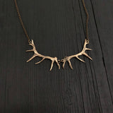 Imperial Elk Antler Choker Bib Necklace - Solid Bronze