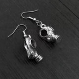 Gas Mask Earrings in Solid Sterling Silver Steampunk Gas Mask