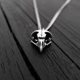 Owl Skull Charm Pendant Necklace - Solid Hand Cast 925 Sterling Silver - Polished Oxidized Finish - Multiple Chain Options - Unisex Owl Gift
