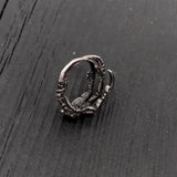Raven Claw Talon Wrap Ring - Solid Hand Cast Silver Plated White Bronze - Crow Foot Statement Jewelry
