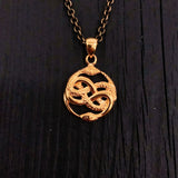 Mini Auryn Pendant Necklace 1/2" Gold Plated Stainless Steel Daily Wearable Fantasy Symbol with Entwined Serpents