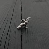 Sterling silver 3D standing raven pendant necklace for Women