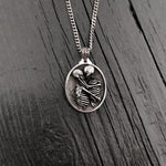 Silver necklace with detailed skeleton pendant | Moon Raven