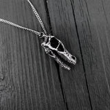 Black and white necklace photo with detailed skull pendant | Moon Raven