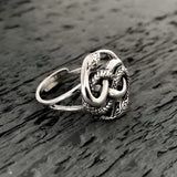 Auryn Snake Ring - .925 Sterling Silver - Polished Oxidized Finish - Adjustable Band - Ouroboros Neverending Story Jewelry Gift - Moon Raven Designs