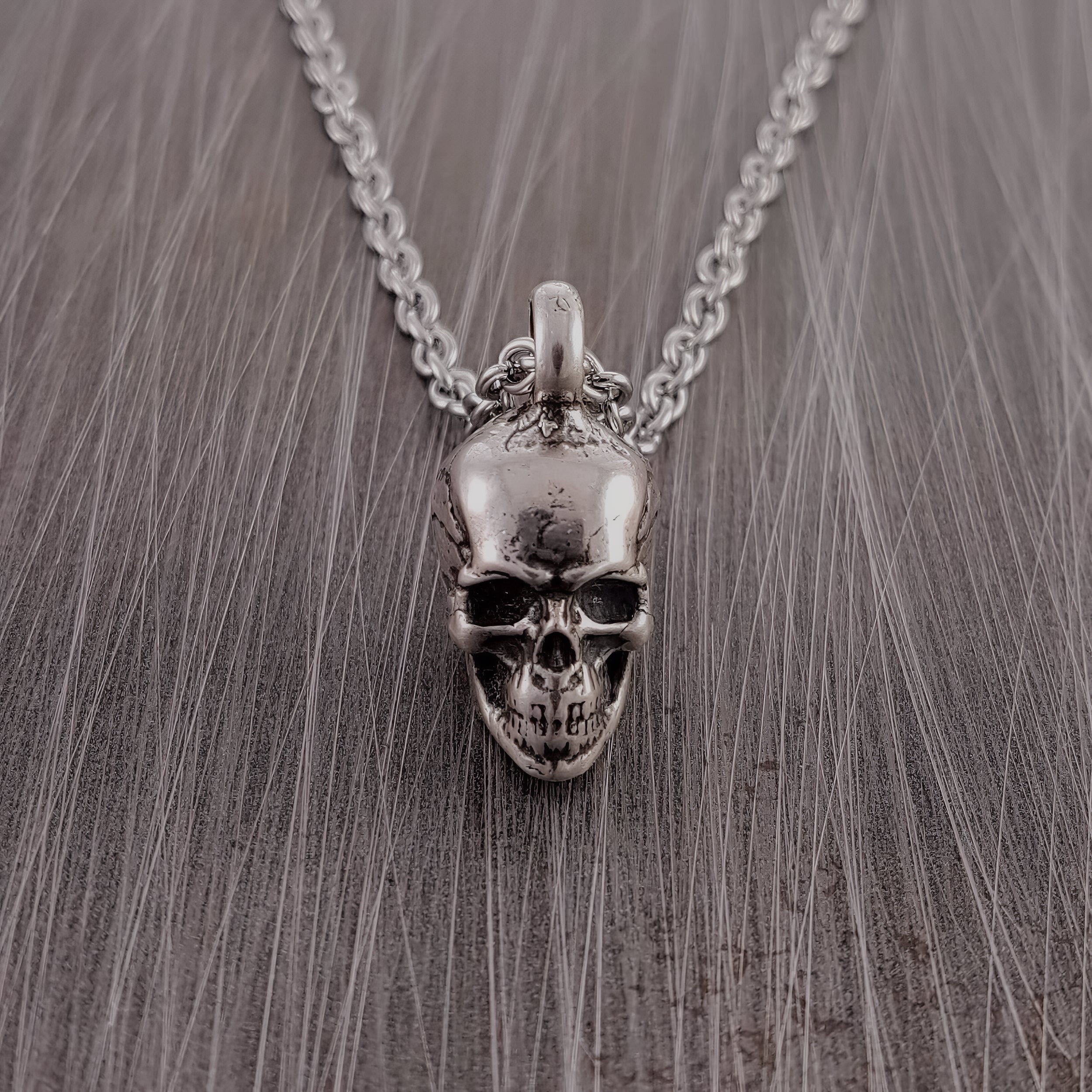 Human Skull Cremation Ash Urn Charm Necklace - Moon Raven Designs