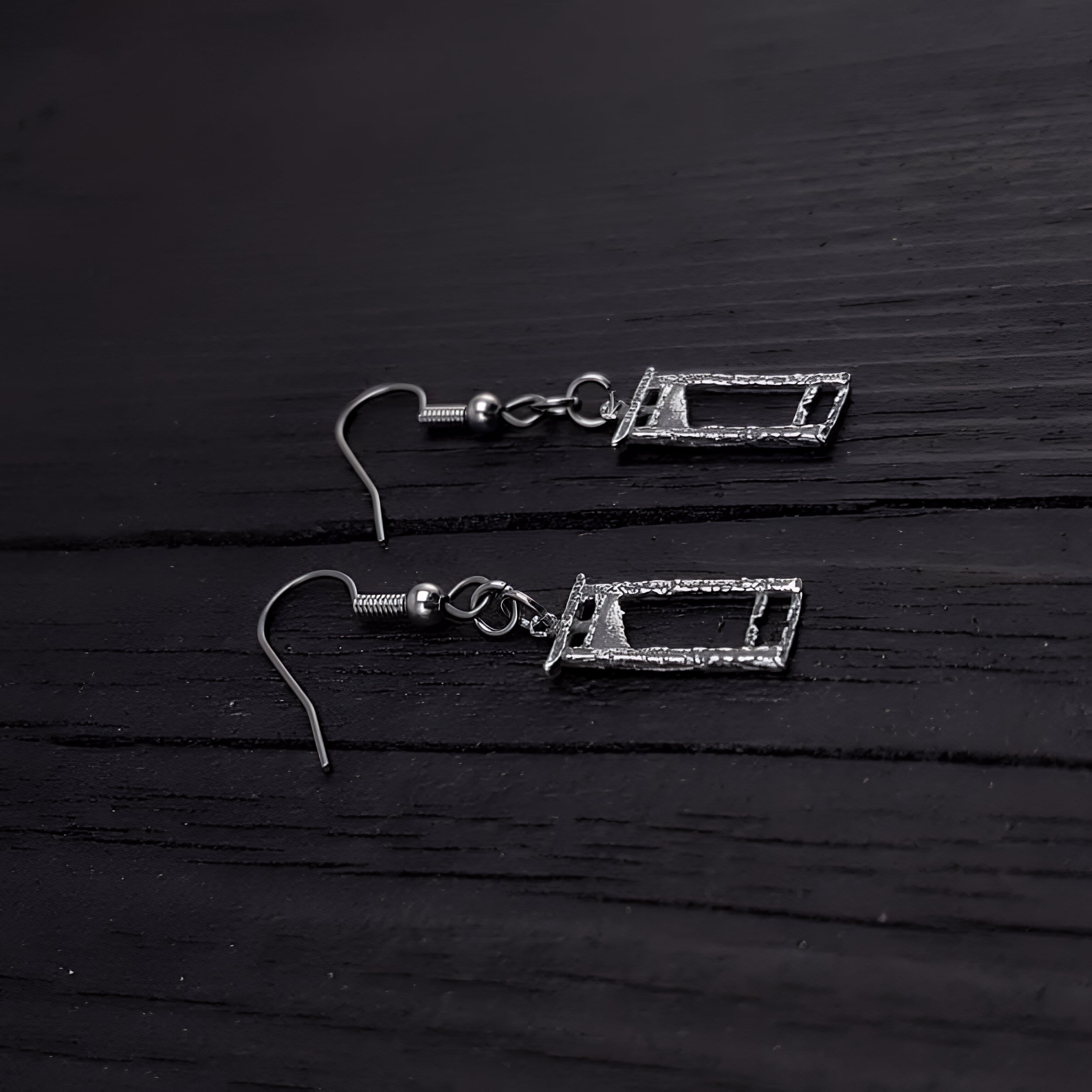 Tiny Guillotine Earrings - Solid Hand Cast 925 Sterling Silver on Stainless Steel Hooks - Moon Raven Designs