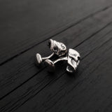 Human Skull Cufflinks - Solid Hand Cast 925 Sterling Silver - Polished Oxidized Finish - Unisex Suit Accessory Gift for Him or Her