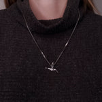 Hummingbird Charm Pendant Necklace - Solid Hand Cast 925 - Oxidized Polished Finish - Three dimensional Detail - Multiple Chain Lengths