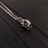 Cat Skull Pendant Necklace - Solid Hand Cast 925 Sterling Silver - Fully Articulated Jaw - Domestic House Cat Jewelry Gift