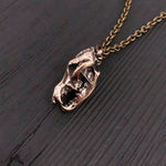 Grey Wolf Skull Necklace in Solid Bronze Wolf Skull Pendant Wolf Skull Jewelry