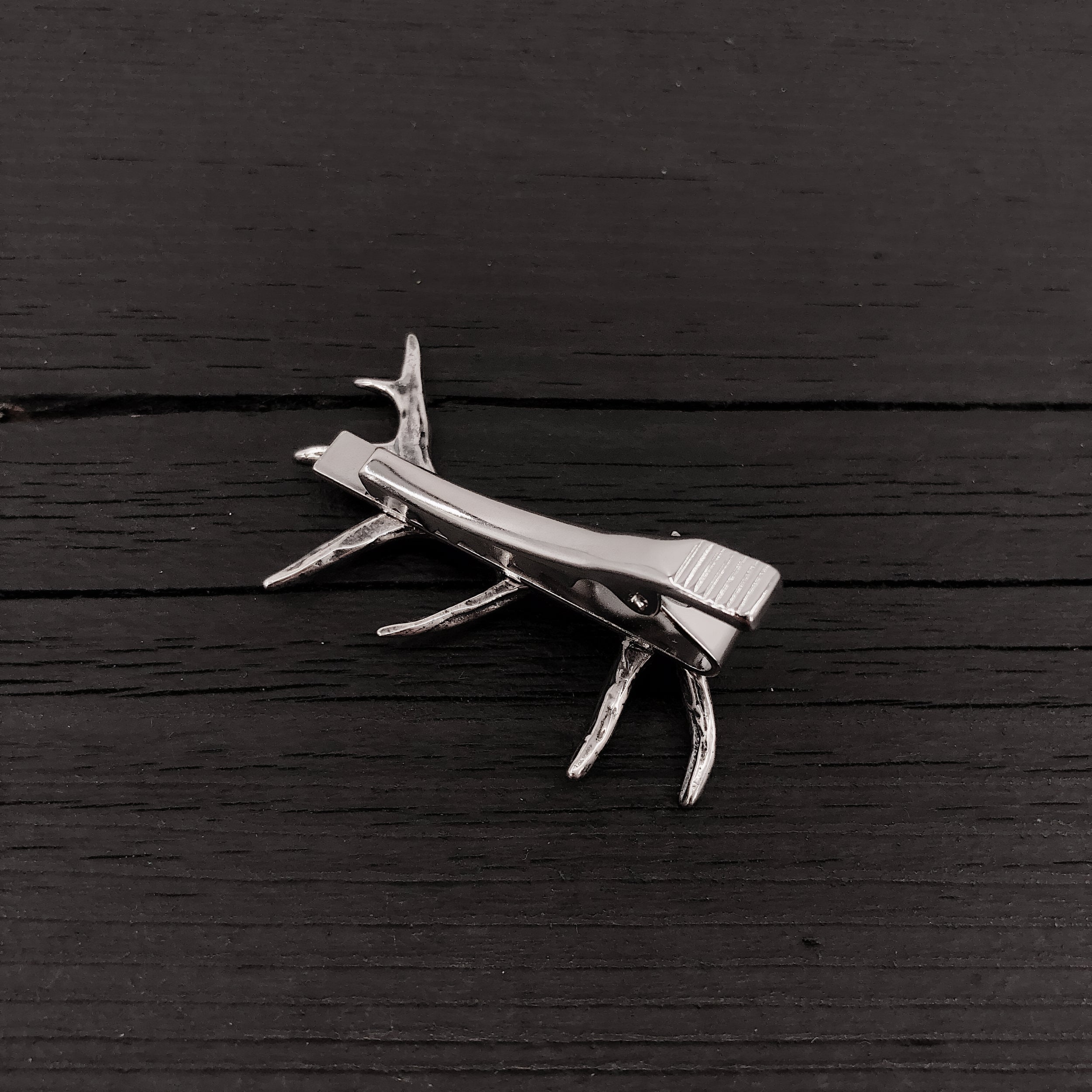 Elk Antler Tie Bar Silver Plated Elk Antler Tie Clasp Deer Antler