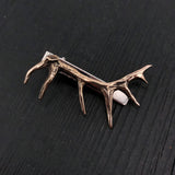 Elk Antler Tie Bar Bronze Elk Antler Tie Clasp Bronze Deer Antler