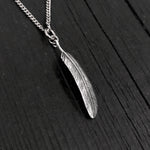 3D feather Pendant Necklace- Solid Cast 925 Sterling Silver - Oxidized Hand Polished Finish - Bird Jewelry