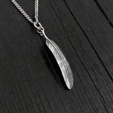 3D feather Pendant Necklace- Solid Cast 925 Sterling Silver - Oxidized Hand Polished Finish - Bird Jewelry