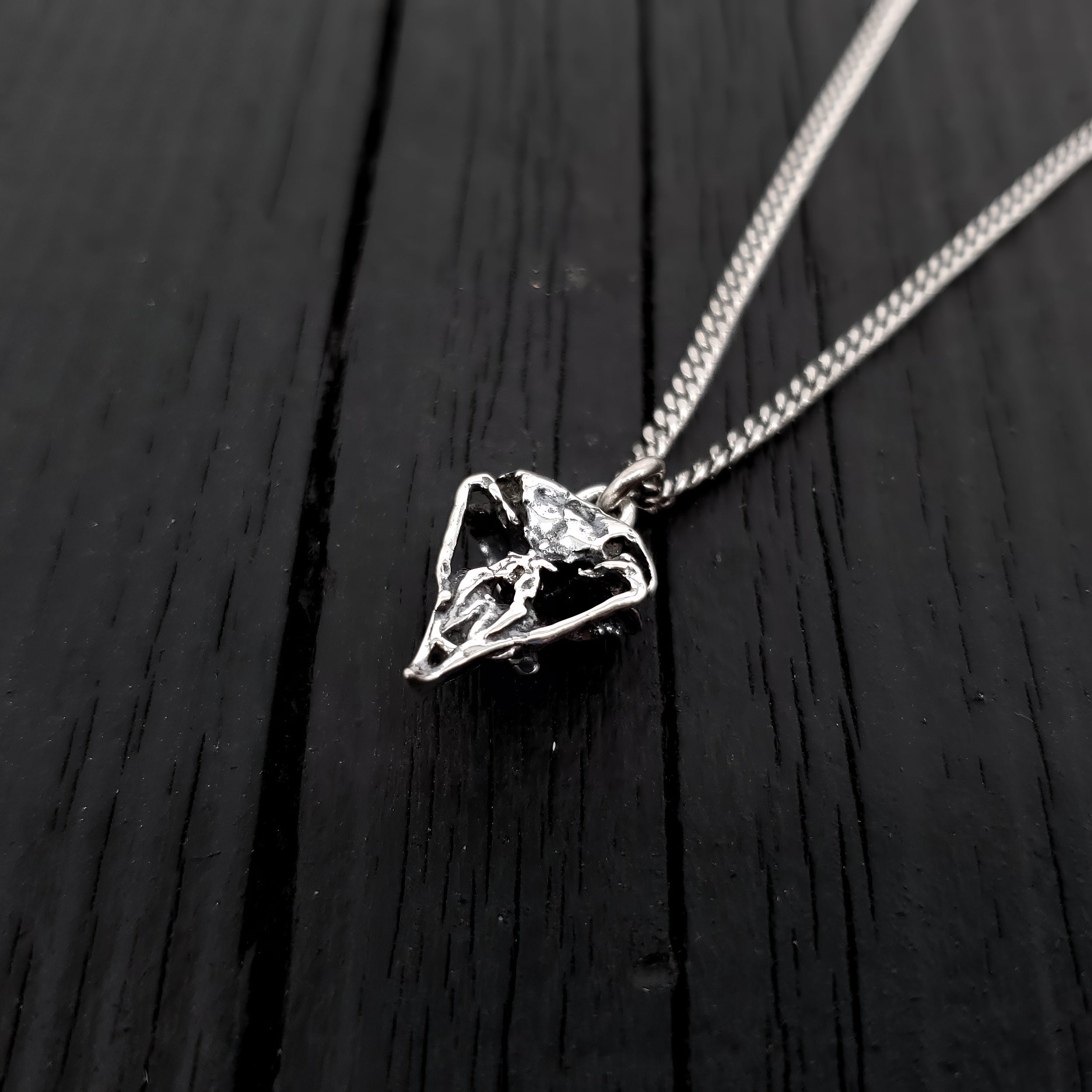 Owl Skull Charm Pendant Necklace - Solid Hand Cast 925 Sterling Silver - Polished Oxidized Finish - Multiple Chain Options - Unisex Owl Gift