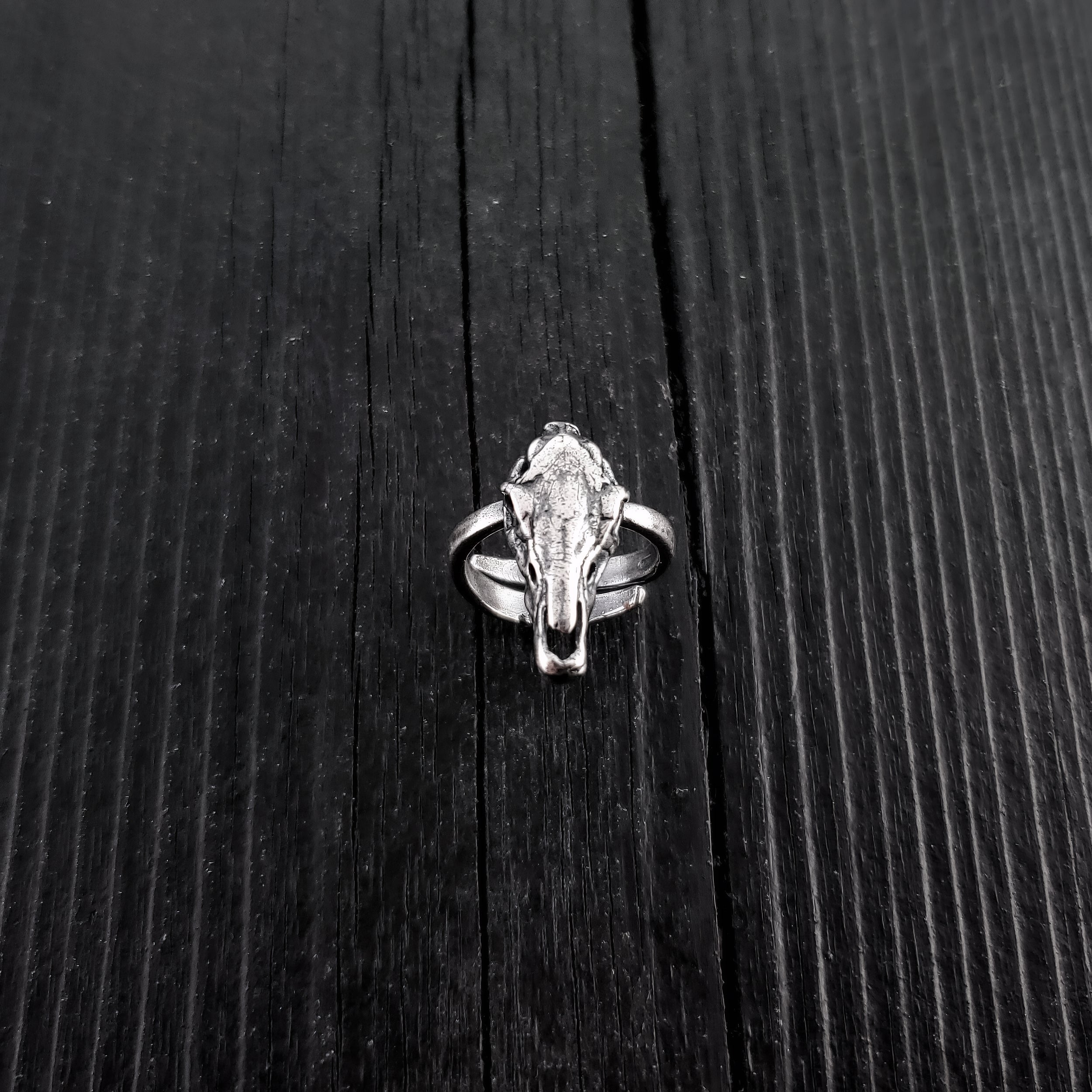 Horse Skull Ring - Solid Hand Cast Silver Plated Bronze - Oxidised Finish - Sizes 5 to 11 Available - Rare Unique Gift for Him or Her