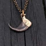 3D Bobcat Claw Pendant Necklace in Solid Silicon Bronze Detailed Casting with Two-Tone Finish