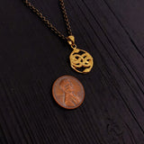 Mini Auryn Pendant Necklace 1/2" Gold Plated Stainless Steel Daily Wearable Fantasy Symbol with Entwined Serpents