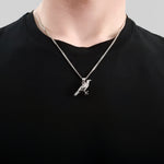 Silver Standing Raven Necklace Charm Pendant in Solid Hand Cast 925 Sterling Silver - Standing Crow Bird Unisex Nature Jewelry Gift