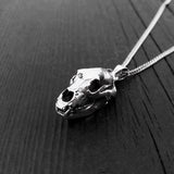Grizzly Bear Skull Necklace - Solid Sterling Silver - Three Dimensional Detail - Polished Oxidized Finish - Multiple Chain Lengths