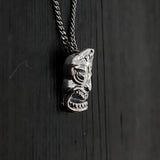 Sterling Silver Tiki Mask Pendant - Small 3/4" x 1/2" - Unique Layering Necklace with Hidden Bail